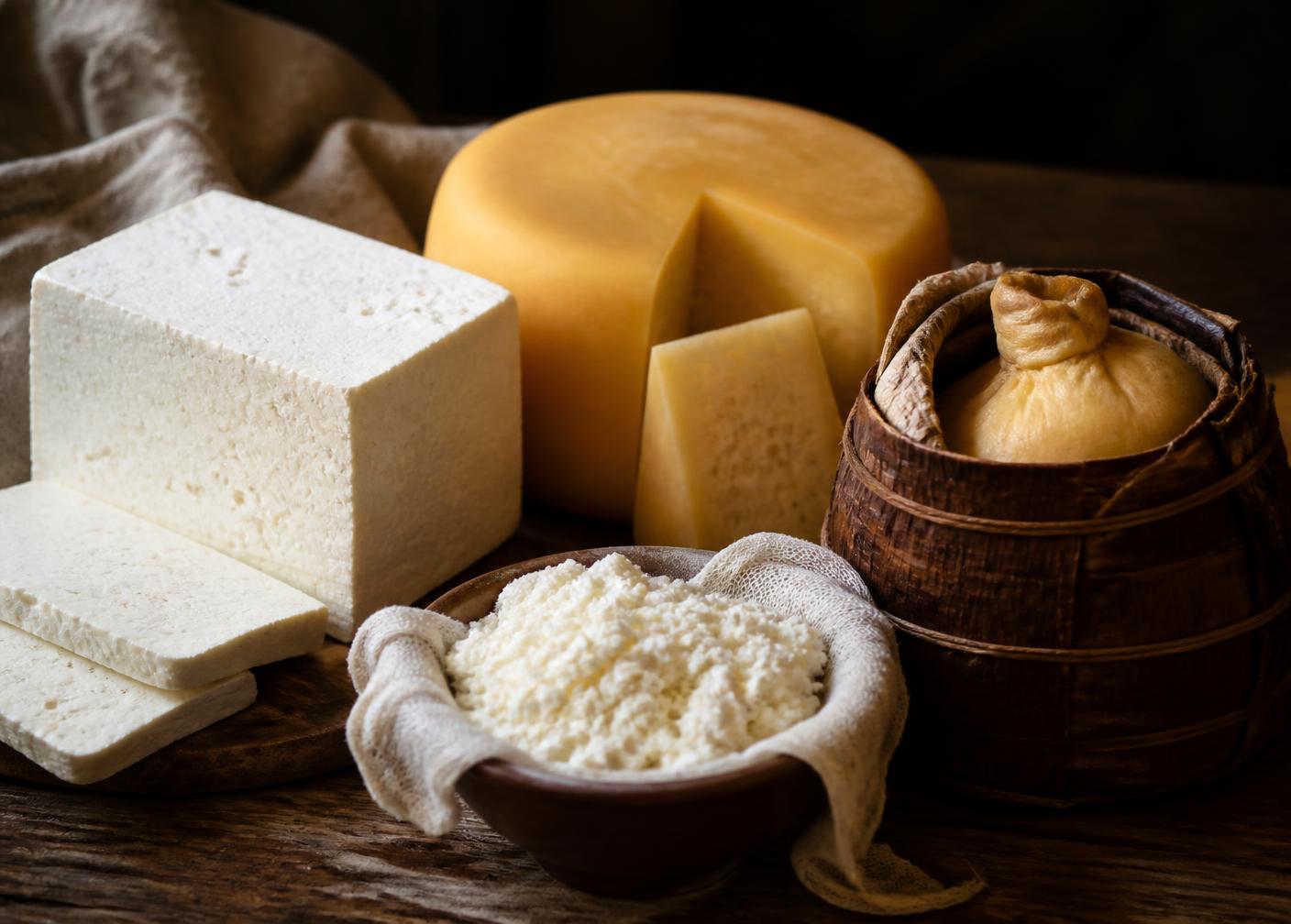 Traditional Romanian sheep cheeses: telemea, cașcaval, brânză de burduf and urdă
